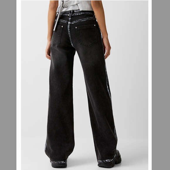 Vibrant M.I.U black with painted white bands and crossover waist jeans NWT - Picture 14 of 14